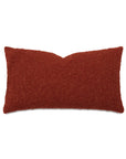The Eastern Accents Marl Brick Pillow is a rectangular, rust-colored decorative pillow with a plush, nubby boucle fiber surface, shown against a white background.