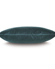 Teal velvet rectangular pillow with a plush finish, side view; Eastern Accents UMA collection at Bungalow Furniture.