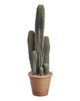 The AllState Floral And Craft COLUMN CACTUS 26" features a tall, green cactus with upright arms in a textured brown paper mache pot with pebbles, showcased against a white background.