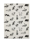 Cotton tea towel with playful black cats and commands, by Fishes Eddy, 20x28 inches, ideal for kitchens.