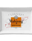 Mahjong-themed ceramic tray by Faire with decorative script, perfect for organizing or gifting.
