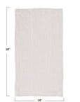 The Stonewashed Linen Tea Towel Ivory by Creative Co-op is a plain, rectangular 28 x 18-inch oversized tea towel in white with simple edges, no patterns, labeled measurements, and made from high-quality 100% linen.