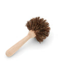 The Fox Run Brands Dish Brush features stiff brown natural bristles and a round light beechwood handle, displayed against a white background.