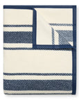 The Dockside Stripe Blanket by Faire features blue and white stripes, perfect for bringing a nautical touch to your space.