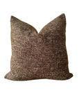 The Faire Adah Coco Wool & Linen Pillow features a square shape, textured coco brown fabric, a subtle speckled pattern, and a stonewash finish, displayed on a plain white background.