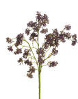 Single green stem with clusters of dark purple faux flowers, Faire Faux Soft Sedum Spray by Bungalow Furniture, 16 inches.