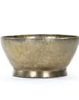 The Zentique Edgard Bowl in antique gold features a simple round shape, slightly flared rim, and narrow raised base—ideal as a decorative centerpiece. Shown against a white background.