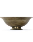 The Zentique Magalie Bowl Antique Gold features a wide, shallow shape with a flared rim and round pedestal base, ideal as a centerpiece. Shown against a plain white background.
