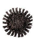 The Fractal Black Flower by Chive Ceramics (thru Faire) is a dark chocolate, flower-shaped sculpture with ruffled petals, adding a ceramic-inspired, unique touch to your decor and perfect for wall display on a white background.