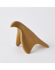 The Les Animaux Colombe Gold by Global Views is a smooth, abstract bird sculpture featuring simplified, rounded shapes and a gold finish, shown against a plain white background.