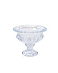 The Accent Decor 32730 Hathaway Compote S is a vintage glass bowl with a scalloped rim and decorative patterns, ideal as a floral arrangement vase or weighted glass compote, shown against a white background.