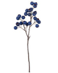 The Hawthorn Berry Midnight by Abigail Ahern features a single brown stem with branching clusters of dark blue artificial berries—ideal for botanical decor and displayed against a crisp white background.