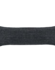 The POM POM Hendrick Body Pillow is a rectangular, dark gray heavyweight linen pillow with textured details, shown against a white background.