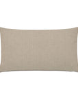 The HIGGINS LEATHER CORNERS pillow by Eastern Accents is a rectangular beige accent in Rasmus Khaki, featuring a subtle woven texture and stylish leather corners, displayed against a white background.