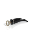 The Zodax IN-7747 Horn Bottle Opener features a polished, curved horn-style handle and metallic opener end, lending rustic barware charm to your collection against a plain white background.