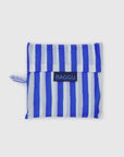 The Baggu Standard by Baggu is a folded, reusable shopping bag made from recycled ripstop nylon in blue and white vertical stripes, shown on a plain white background.