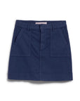 The Frank & Eileen Jameson Skirt is a navy blue, above-the-knee style with utility pockets and a contour waistband, shown on a white background.