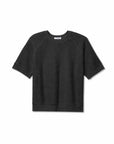 Vintage black short sleeve sweatshirt, relaxed fit, laid flat; Perfectwhitetee Kennedy SS Crew.