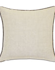 The Kimahri pillow by Eastern Accents features a square shape with plain light beige linen fabric and dark edge piping, displayed against a white background.