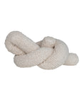 The Bloomingville Cotton Knotted Pillow features a soft cream cotton bouclé in a bold, large knot design, displayed against a plain white background.