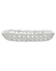 The Creative Co-op Square Lattice Dish features an open lattice design with raised sides and a white finish, shown from the side on a plain white background.