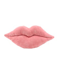 The Faire Lip Pillow is a soft pink plush pillow shaped like lips, ideal as a decorative accent or Valentine's Day gift, shown against a crisp white background.