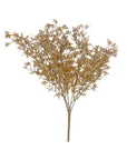 The Abigail Ahern Meadow Grass Flaxen features a single stem with golden-brown foliage and thin branches, perfect for bouquet decor or faux floral arrangements. Arranged in a fan shape and isolated on a white background.