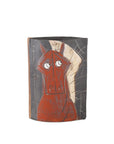 The Artistic Horse Medium Vase by Currey & Company, Inc. features a stylized red-brown horse with a cream mane and expressive eyes on a dark gray background, accented with white lines—an artistic piece that adds charm to any space.
