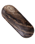 Oval brown marble accent dish with swirling pattern by Faire, Chocolate Onyx, handcrafted in Mexico.