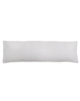 The Montauk Body Pillow by POM POM features a plain, rectangular white design crafted from smooth, hand-loomed heavy weight linen, shown on a white background.