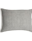 The Montauk Big Pillow 28x36 by POM POM, featuring a soft, textured hand-loomed gray linen cover and discreet zipper closures, is displayed against a white background.