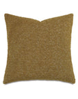 The Marl Mustard Pillow by Eastern Accents features a square shape, textured woven alpaca wool in muted mustard yellow, a plain white background, and an invisible zipper closure.