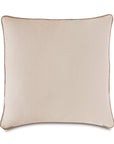 The NAYA DIAMOND WITH SMALL WELT by Eastern Accents is a square beige pillow with subtle brown welting, made from soft geometric diamond fabric, displayed on a plain white background.