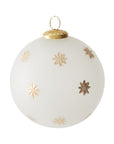 The Accent Decor 30051 North Star Ornament 6" is a white, round ornament with gold stars and a gold cap with hanging loop—ideal for gifting or storing in a 6x6x6 box.