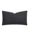 The OCTAVIUS WOOL pillow by Eastern Accents is a 15x26 rectangular charcoal decorative pillow with a textured surface and a grid of small, evenly spaced gold dots.