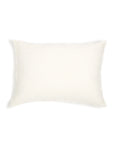 The Hunter Big Pillow by POM POM is a rectangular white cushion crafted from hand-loomed linen with subtly frayed edges, shown on a plain white background—ideal for adding a luxurious touch to your bedding.