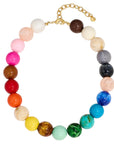 The Bubble Gum Necklace by PERRY Styles features large, colorful round beads and a gold adjustable chain—making this statement piece a bold, chic addition to any outfit.