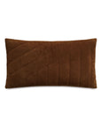 The Rufus Nubuck Leather Pillow by Eastern Accents features a rectangular brown nubuck leather design with subtle diagonal stitched lines and channeled detailing, creating a geometric pattern for a stylish, textured accent.