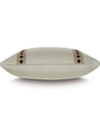 Light gray euro sham with brown and black trim, Steeplechaser Diamond Tape by Eastern Accents, side view.