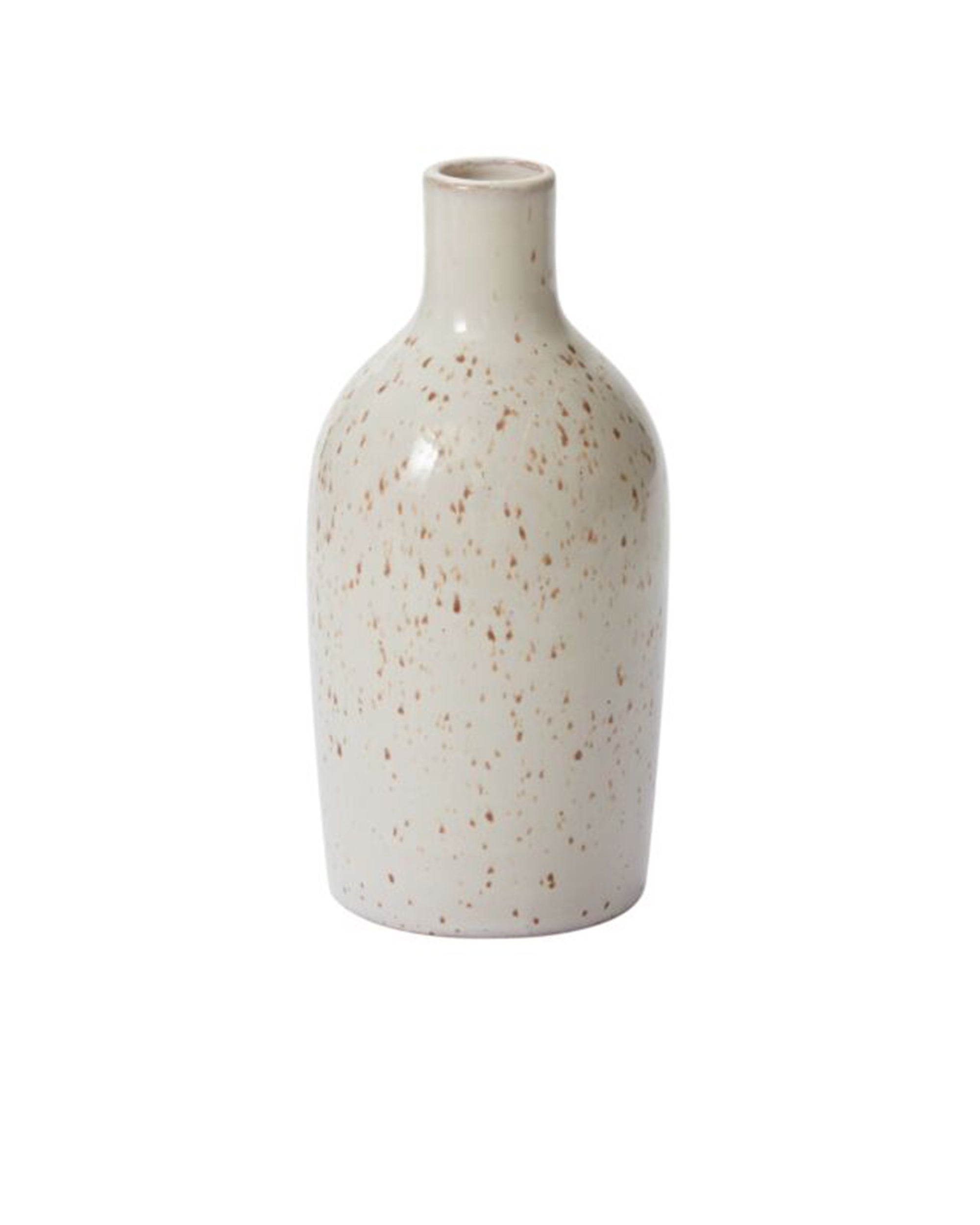 The Accent Decor 54812 Francesca Budvase Tall is a small, handmade ceramic vase with a narrow neck and brown speckled pattern, ideal for minimalist home decor and displayed on a plain white background.
