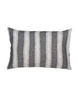 The Libeco Home Tahoe Stripe Super King is a rectangular decorative pillow made from pure linen, featuring dark gray and white vertical stripes with a soft washed finish, shown against a white background.