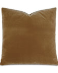 The Taos Mohair decorative pillow by Eastern Accents is square and brown, made of velvet with a subtle sheen, soft plush texture, and slight indentations near the top corners. It is shown against a white background.