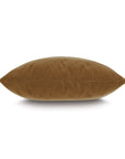 The Eastern Accents Taos Mohair rectangular decorative pillow is shown from the side against a white background, featuring brown velvet fabric, visible seam stitching, and a soft, plush appearance.