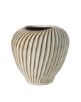 Round beige ceramic Tomar Vase with brown ridges and neutral glaze by Accent Decor, perfect for modern decor.