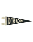 The To The Moon Felt Pennant by Faire is a black and white triangular banner with bold "TO THE MOON" text—ideal for nursery wall decor or as a vintage felt accent in any room.