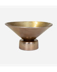 The Import Collection’s 15-723 Vivar Bowl features a wide, shallow gold aluminum design with a bronze exterior and short cylindrical base. This modern pedestal bowl makes an elegant centerpiece against any setting.