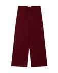 Jumper 1 2 3 4/CR2 Wide Leg Joggers in maroon, featuring a high-waisted knit design, elastic waistband, and drawstring tie, shown laid flat on a white background.