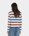 Striped Xirena Terrance Tee in a vintage-inspired boxy fit, styled casually with blue jeans for a relaxed look.