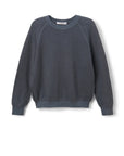 The Ziggy Reverse LS Sweatshirt by Perfectwhitetee is a long-sleeve, crew-neck top in dark grayish-blue soft cotton fleece, featuring bracelet-length sleeves and ribbed cuffs, hem, and neckline for comfort and style.