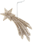 The Faire Christmas Ornaments Assorted features a glittery golden five-point shooting star with a sparkling tail and silver hanging string—ideal for any ornament collection.